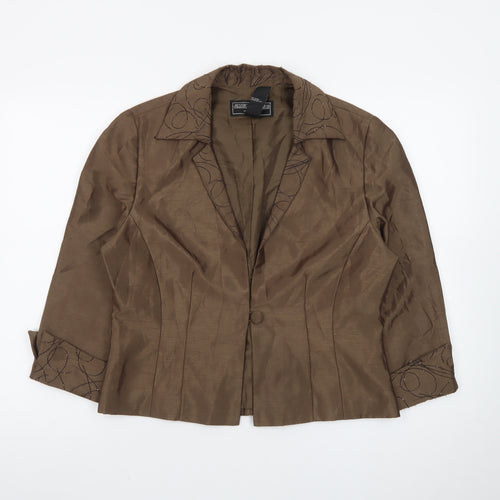 Jessica Howard Evenings Brown Women's Blazer Size 14 Nylon Polyester Lined