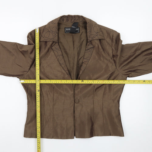 Jessica Howard Evenings Brown Women's Blazer Size 14 Nylon Polyester Lined