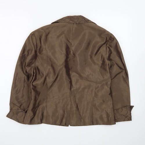Jessica Howard Evenings Brown Women's Blazer Size 14 Nylon Polyester Lined