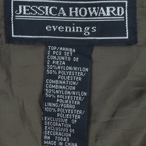 Jessica Howard Evenings Brown Women's Blazer Size 14 Nylon Polyester Lined
