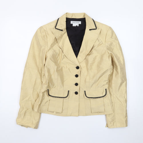 Kay Unger Women's Beige Silk Single-Breasted Blazer Size 14