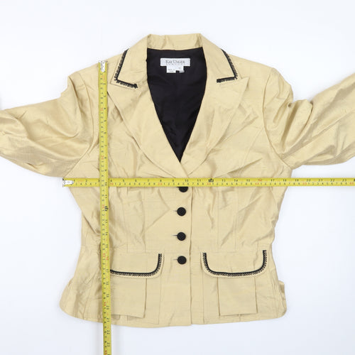 Kay Unger Women's Beige Silk Single-Breasted Blazer Size 14