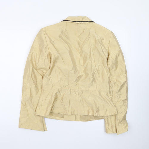Kay Unger Women's Beige Silk Single-Breasted Blazer Size 14