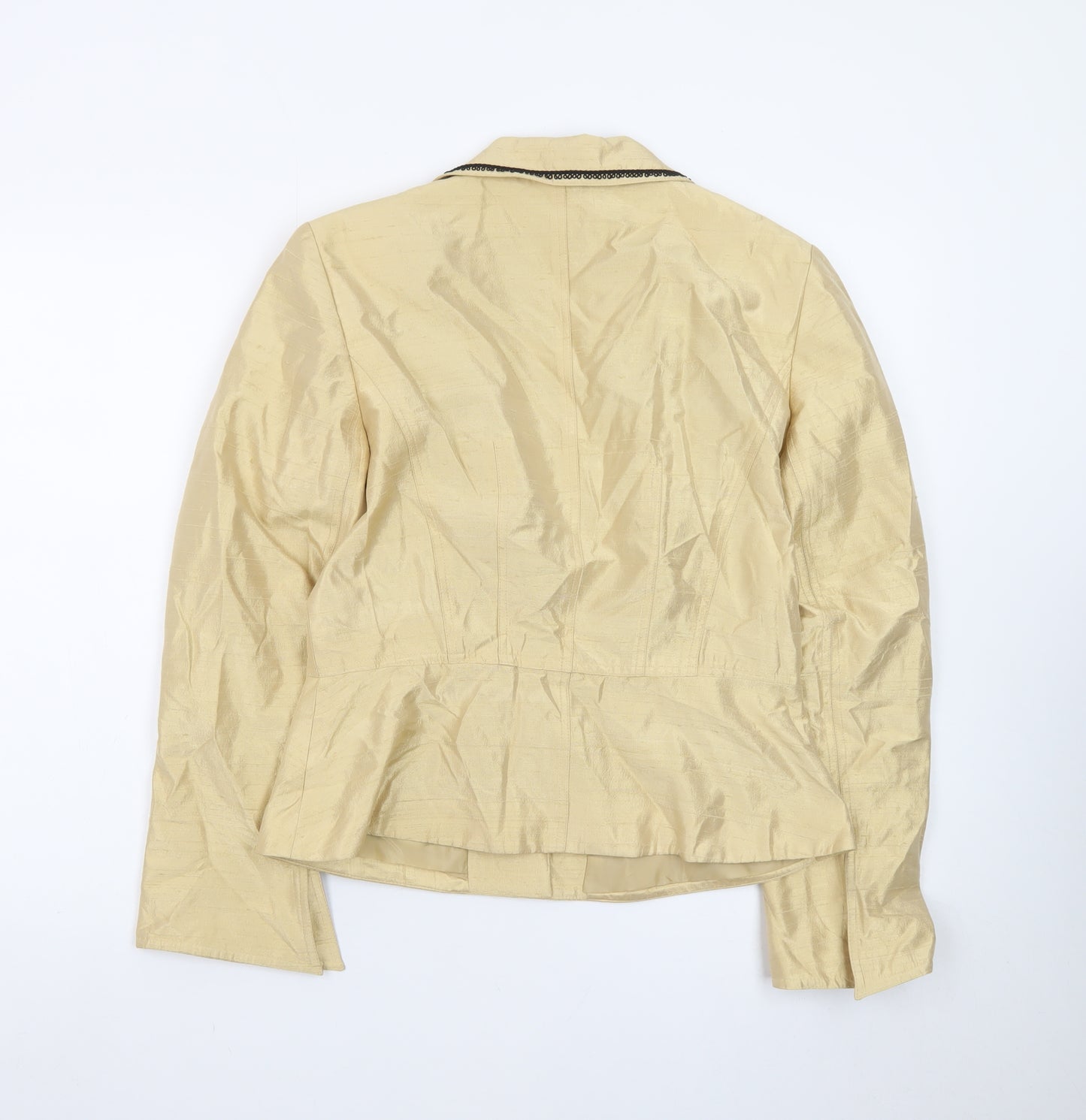 Kay Unger Women's Beige Silk Single-Breasted Blazer Size 14