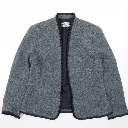 Dana Kay Womens Blue Tweed Blazer Jacket Size 12 Classic Lined Workwear