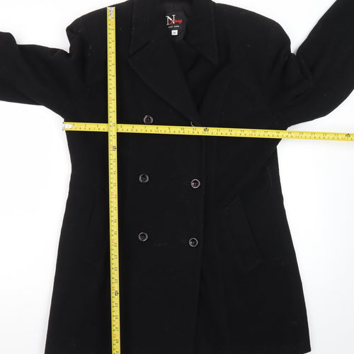 N Yang New York Women's Black Wool Pea Coat Size 8 Classic Mid-Length