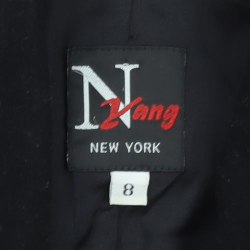 N Yang New York Women's Black Wool Pea Coat Size 8 Classic Mid-Length