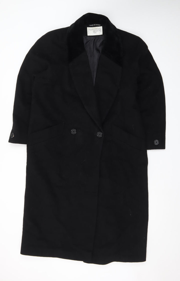 International Scene Womens Black Wool Long Overcoat Size 6