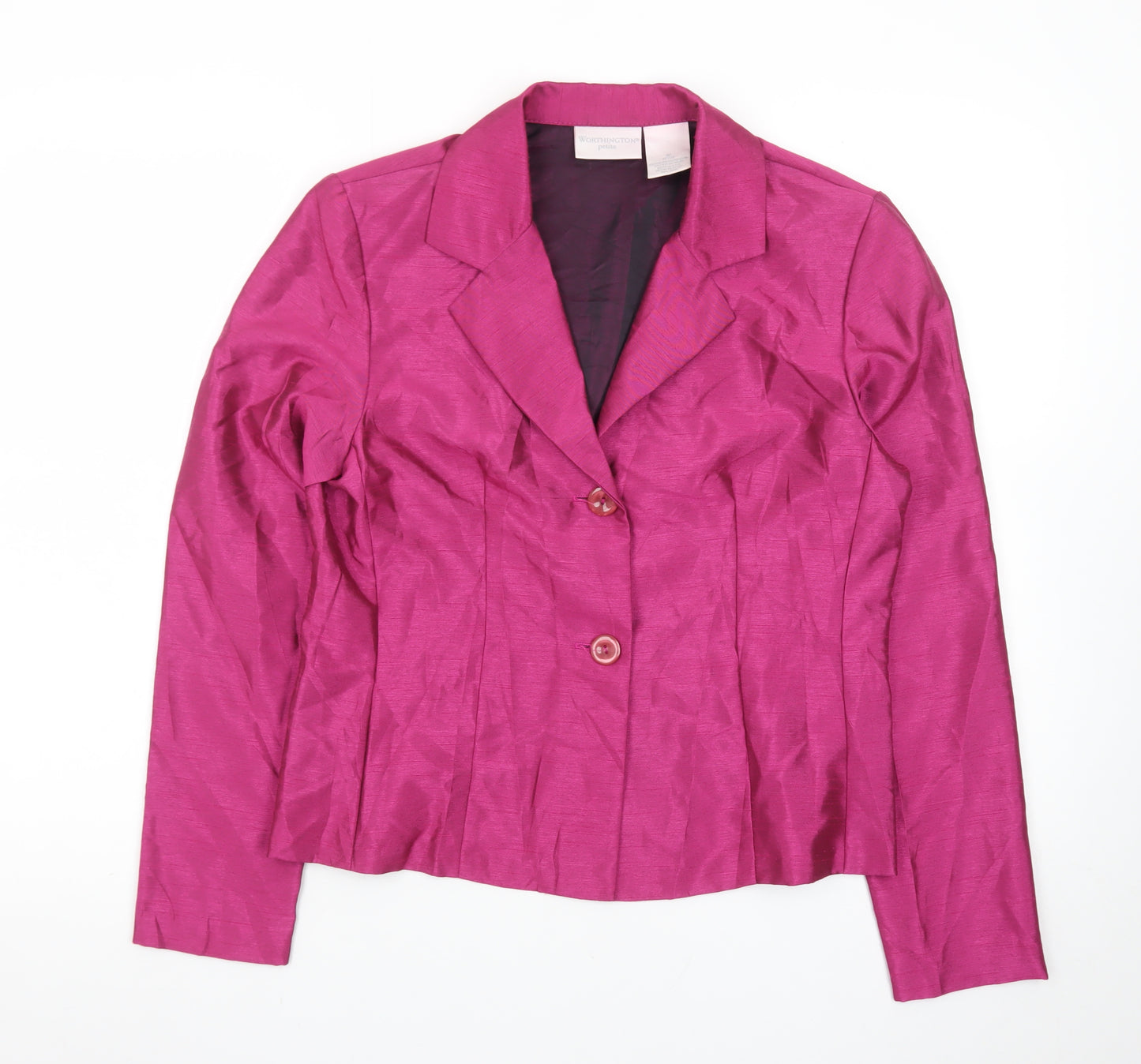 Worthington Women Pink Petite Suit Jacket 8P Tailored Two-Button Blazer