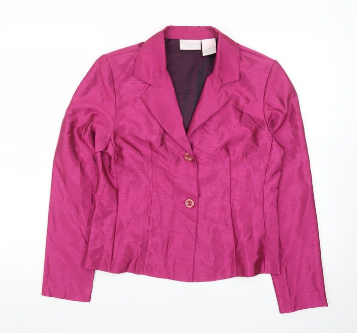Worthington Women Pink Petite Suit Jacket 8P Tailored Two-Button Blazer