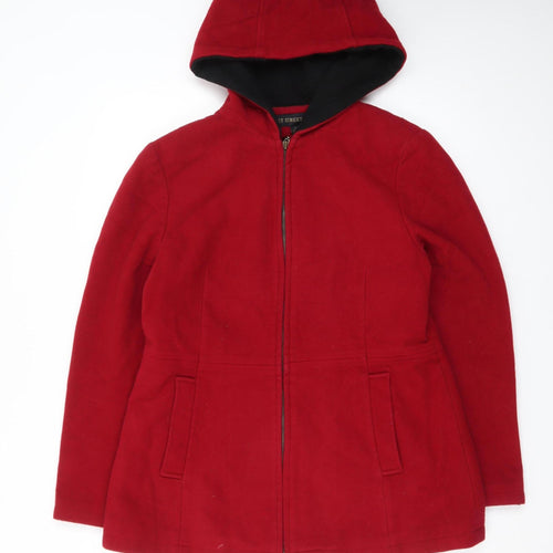Fleet Street Wool Women's Red Hooded Mid-Length Wool Blend Coat Size M