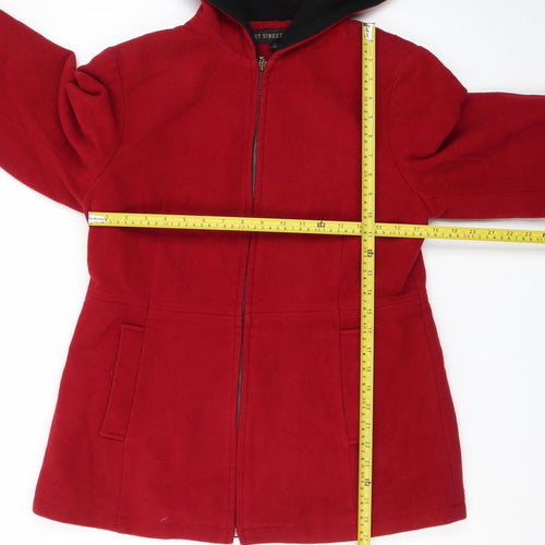 Fleet Street Wool Women's Red Hooded Mid-Length Wool Blend Coat Size M