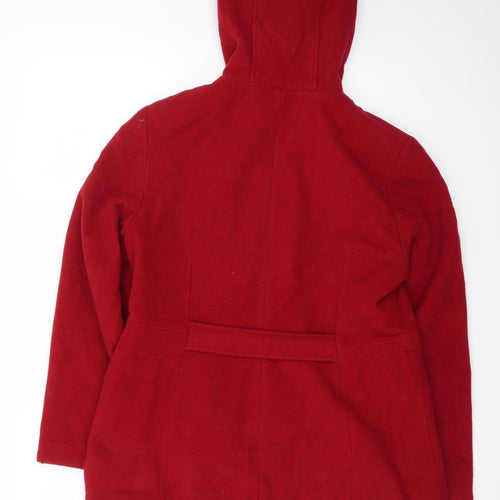Fleet Street Wool Women's Red Hooded Mid-Length Wool Blend Coat Size M