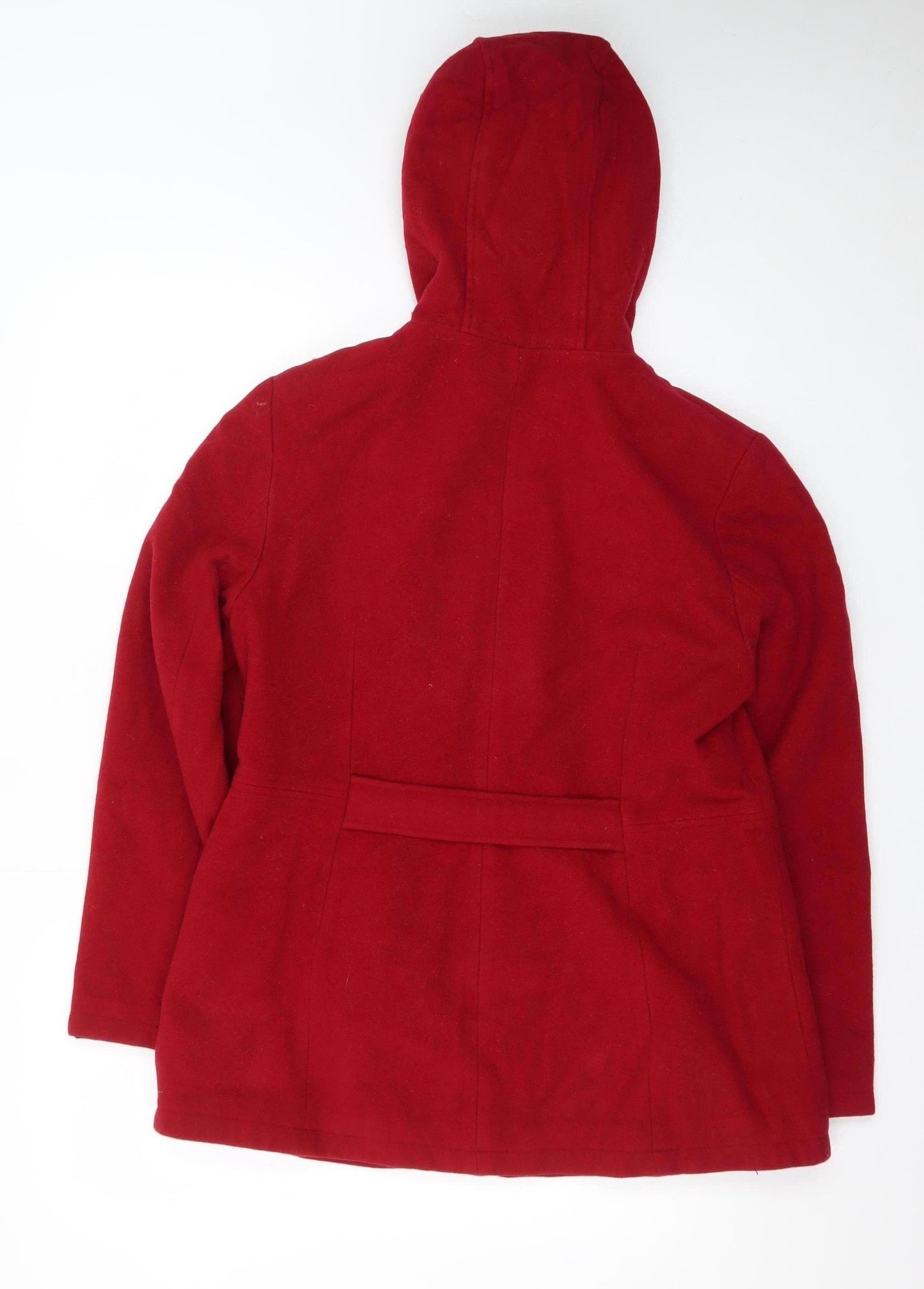 Fleet Street Wool Women's Red Hooded Mid-Length Wool Blend Coat Size M