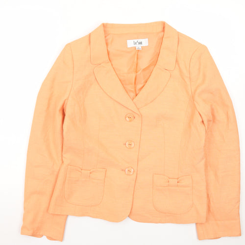 Le Suit Women's Orange Polyester Blazer Size 10 Classic Fit