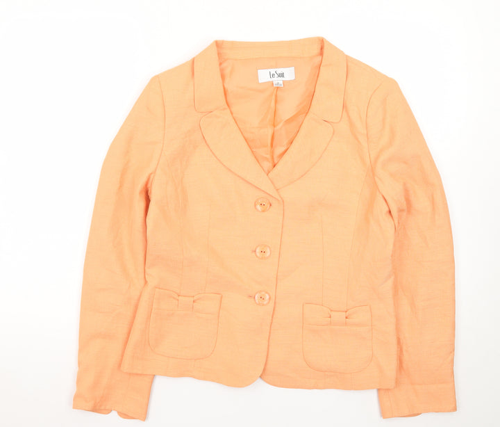 Le Suit Women's Orange Polyester Blazer Size 10 Classic Fit