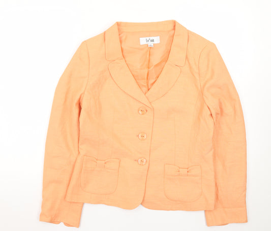 Le Suit Women's Orange Polyester Blazer Size 10 Classic Fit