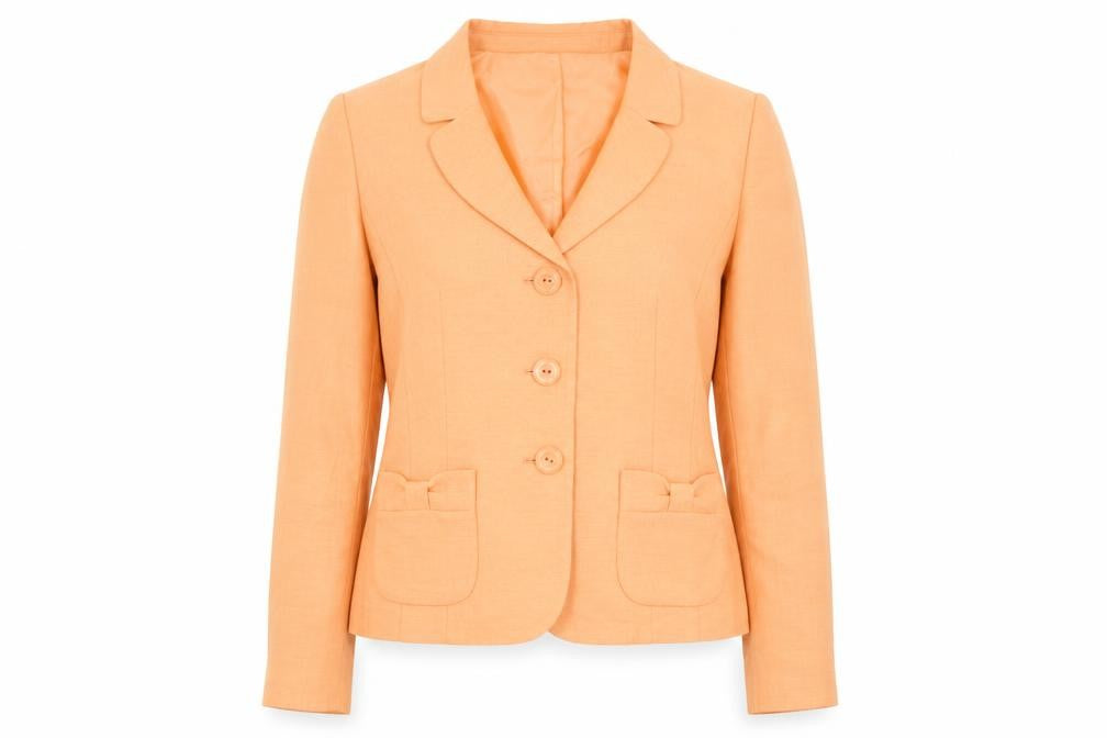 Front view of Le Suit Women's Orange Polyester Blazer, size 10, Classic Fit