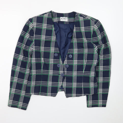 Koret Petites Blue Check Double-Breasted Blazer Women's Size 10