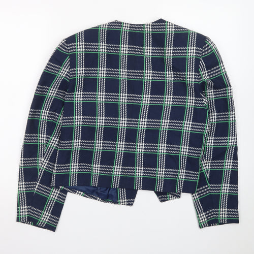 Koret Petites Blue Check Double-Breasted Blazer Women's Size 10