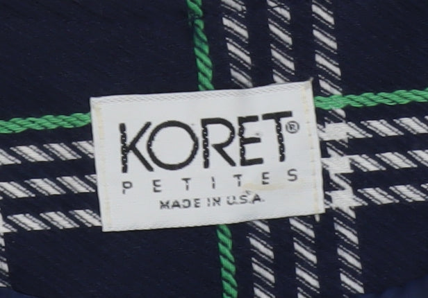 Koret Petites Blue Check Double-Breasted Blazer Women's Size 10