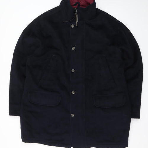 Eddie Bauer Men’s Black Wool Blend Mid-Length Overcoat L