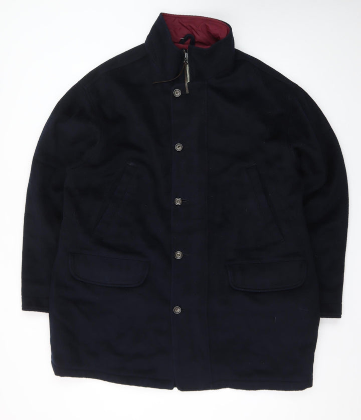Eddie Bauer Men’s Black Wool Blend Mid-Length Overcoat L