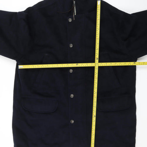Eddie Bauer Men’s Black Wool Blend Mid-Length Overcoat L