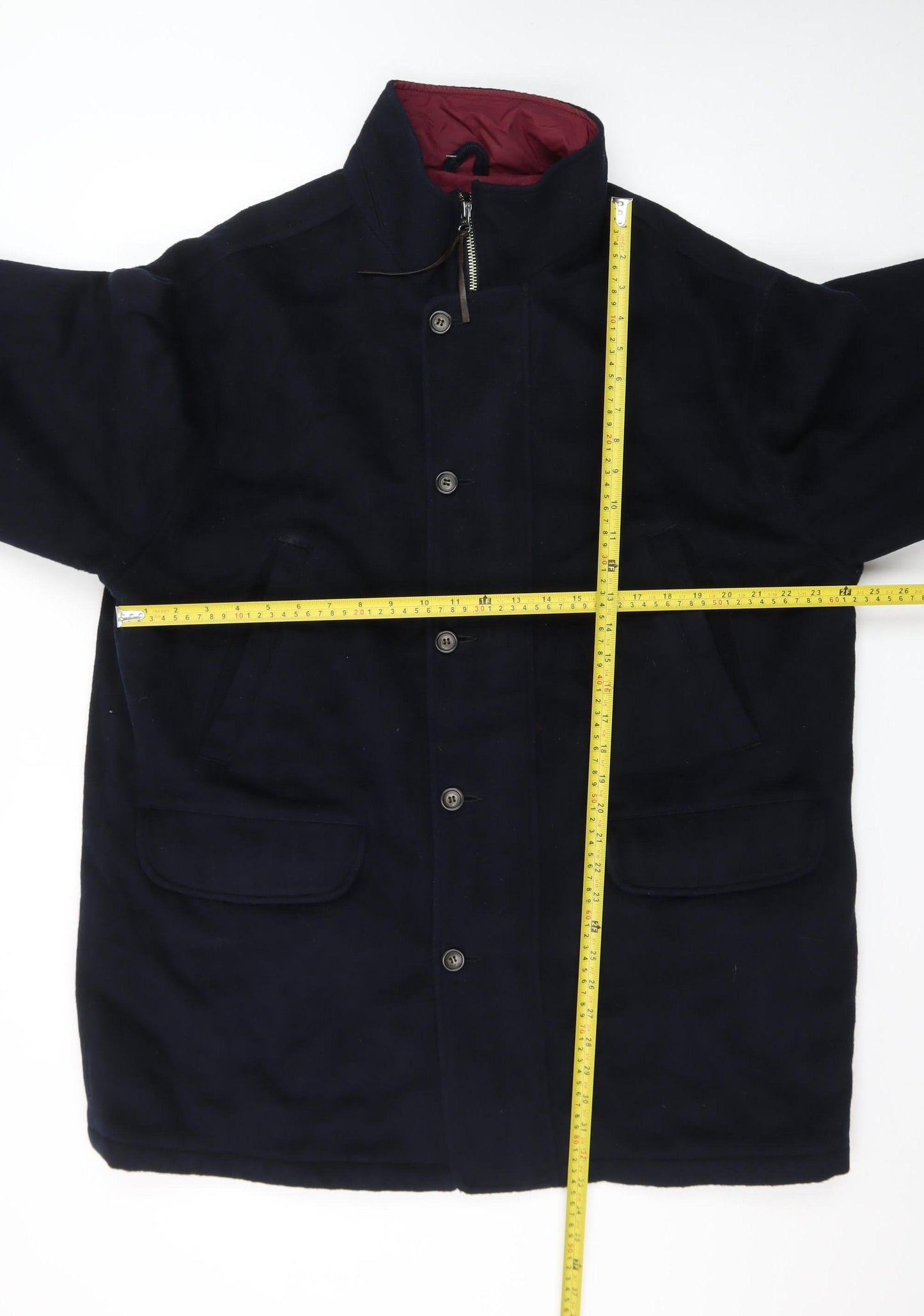 Eddie Bauer Men’s Black Wool Blend Mid-Length Overcoat L