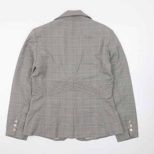 Larry Levine Classics Women's Grey Check Blazer Size 12 Single-Breasted Lined Jacket
