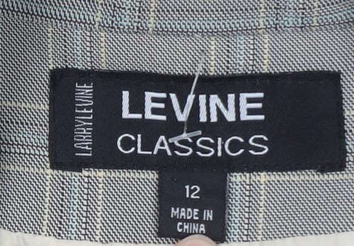 Larry Levine Classics Women's Grey Check Blazer Size 12 Single-Breasted Lined Jacket