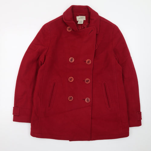 L.L.Bean Womens Red Wool Pea Coat Mid-Length Jacket Size M