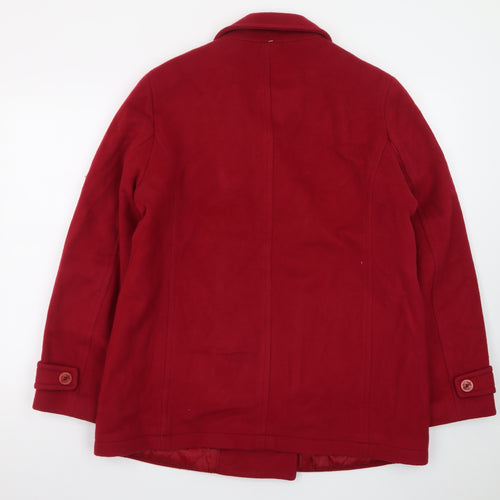 L.L.Bean Womens Red Wool Pea Coat Mid-Length Jacket Size M