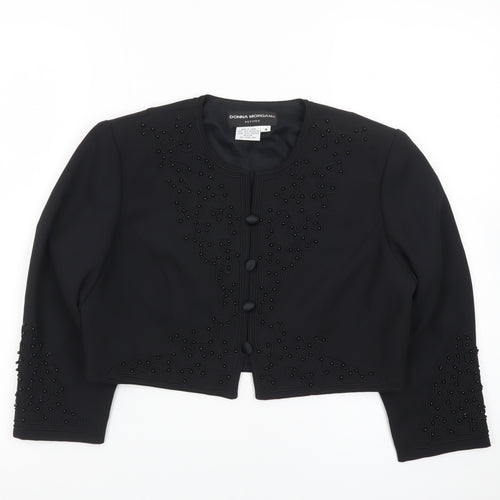 Donna Morgan Women Black Petite Cropped Suit Jacket Size 8 Polyester