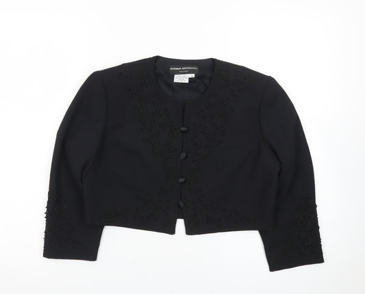 Donna Morgan Women Black Petite Cropped Suit Jacket Size 8 Polyester