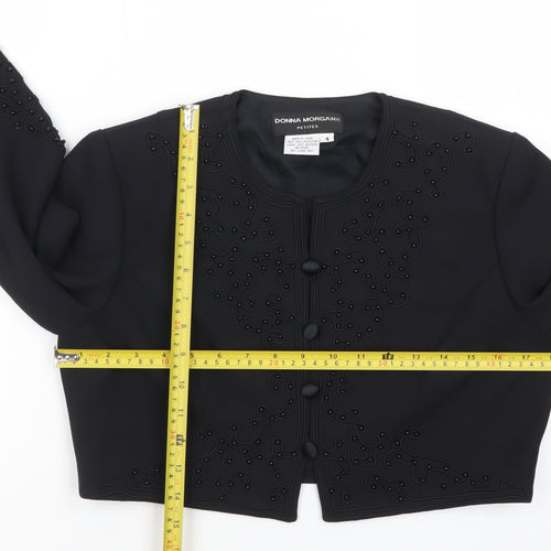 Donna Morgan Women Black Petite Cropped Suit Jacket Size 8 Polyester