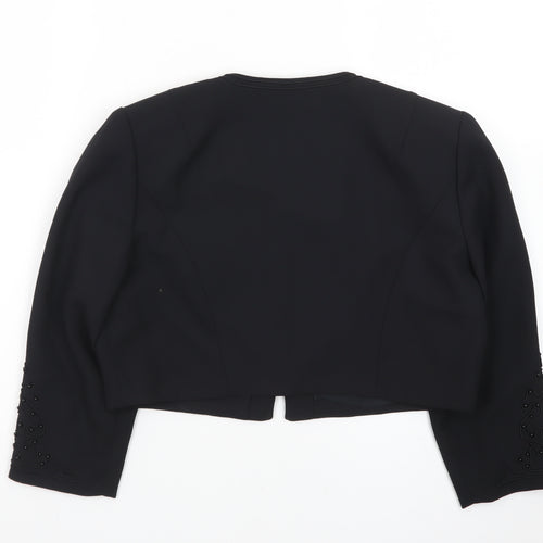 Donna Morgan Women Black Petite Cropped Suit Jacket Size 8 Polyester