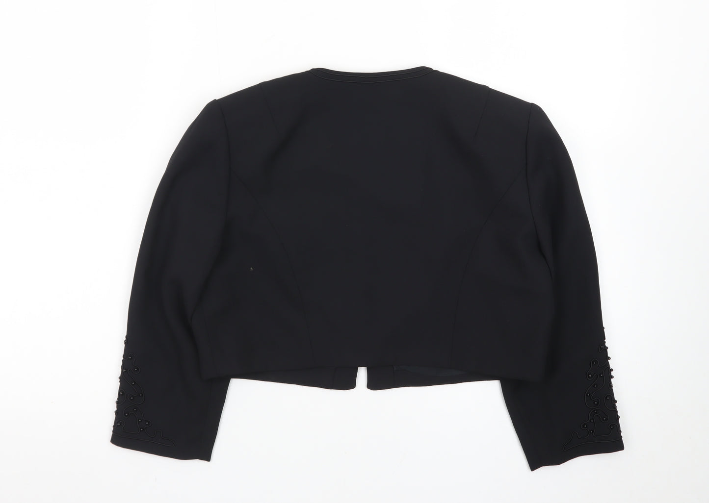 Donna Morgan Women Black Petite Cropped Suit Jacket Size 8 Polyester