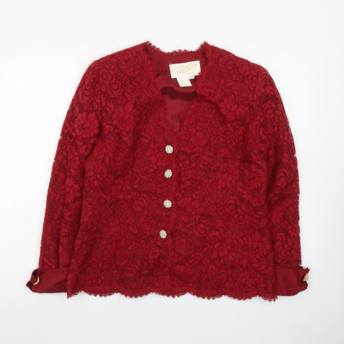 Rickie Freeman Red Lace Silk Trim Suit Top Women’s Size 12