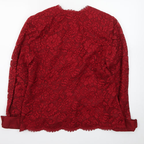 Rickie Freeman Red Lace Silk Trim Suit Top Women’s Size 12