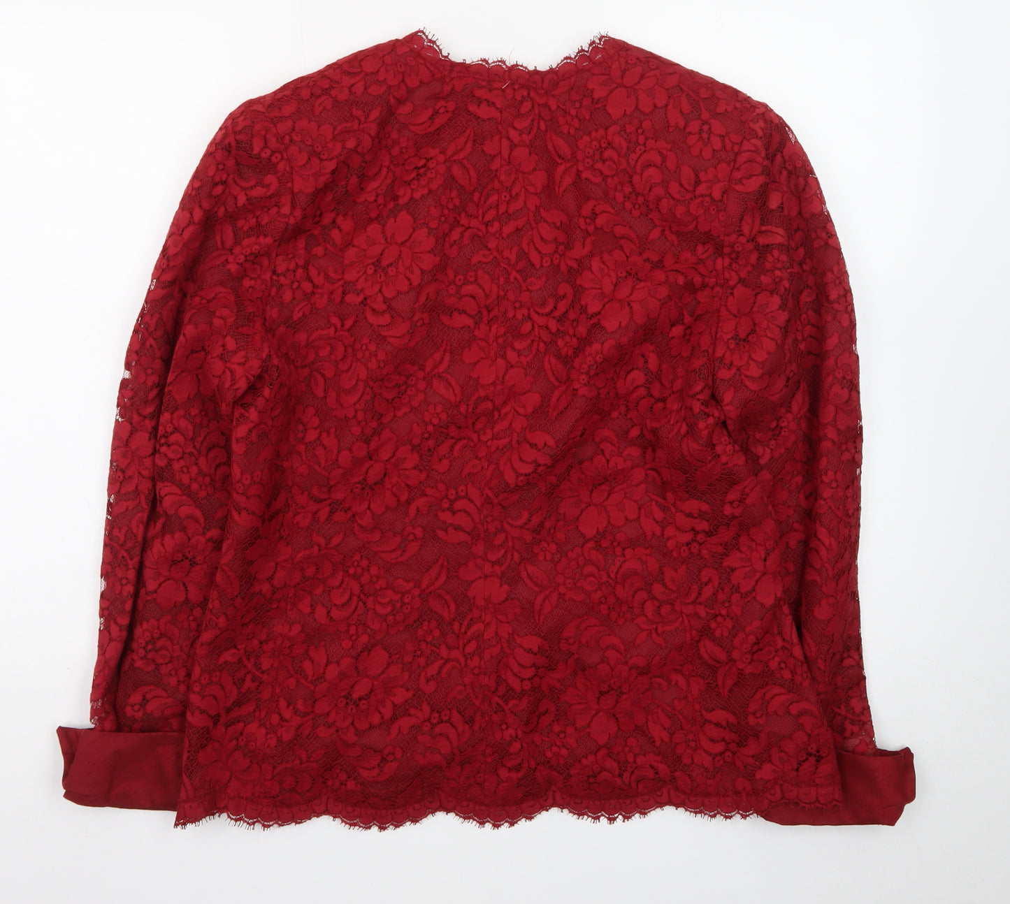 Rickie Freeman Red Lace Silk Trim Suit Top Women’s Size 12