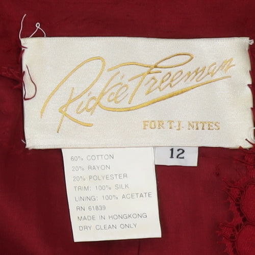 Rickie Freeman Red Lace Silk Trim Suit Top Women’s Size 12