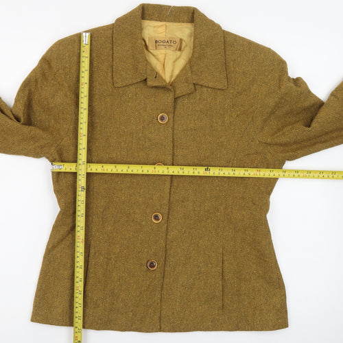 Bogato International Women’s Brown Wool Blend Suit Jacket Size 6 Classic Single-Breasted