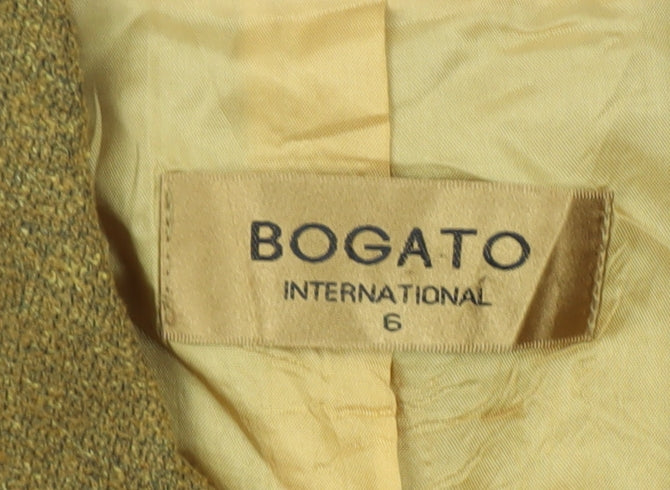 Bogato International Women’s Brown Wool Blend Suit Jacket Size 6 Classic Single-Breasted