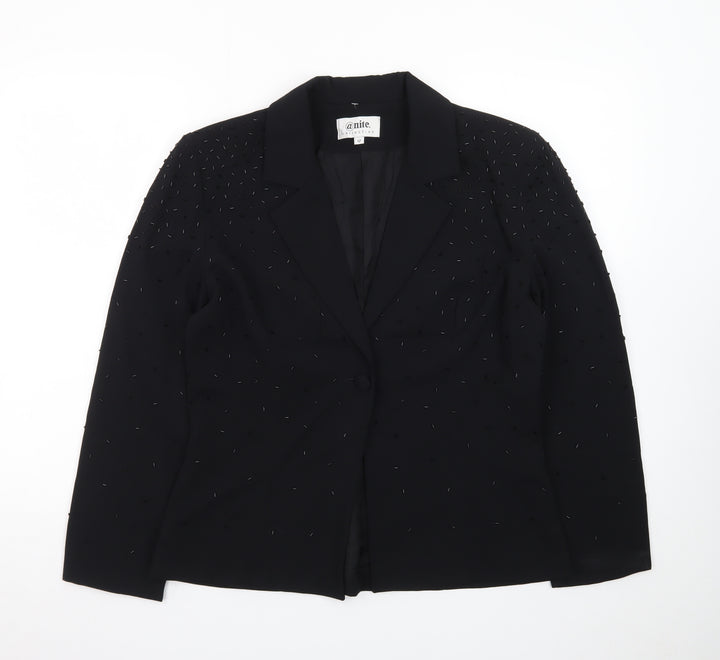 @nite Collection Women’s Black Embellished Tuxedo Blazer Size 12