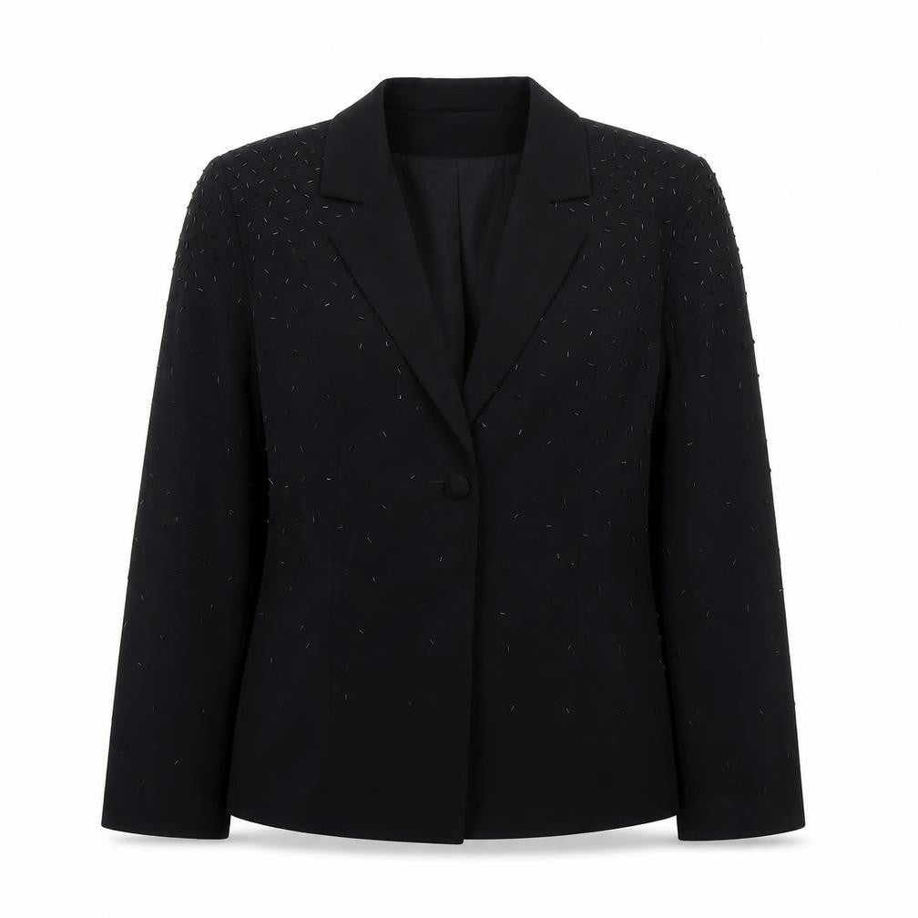 @nite Collection Women’s Black Embellished Tuxedo Blazer Size 12