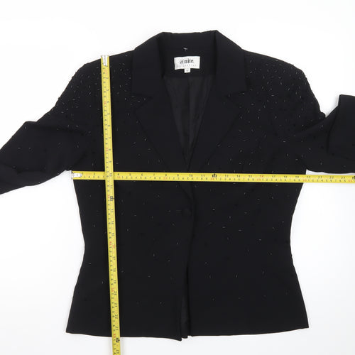 @nite Collection Women’s Black Embellished Tuxedo Blazer Size 12