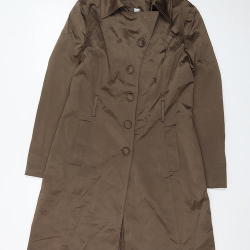 Dressbarn Women's Brown Long Trench Coat Size S Classic Lined Polyester