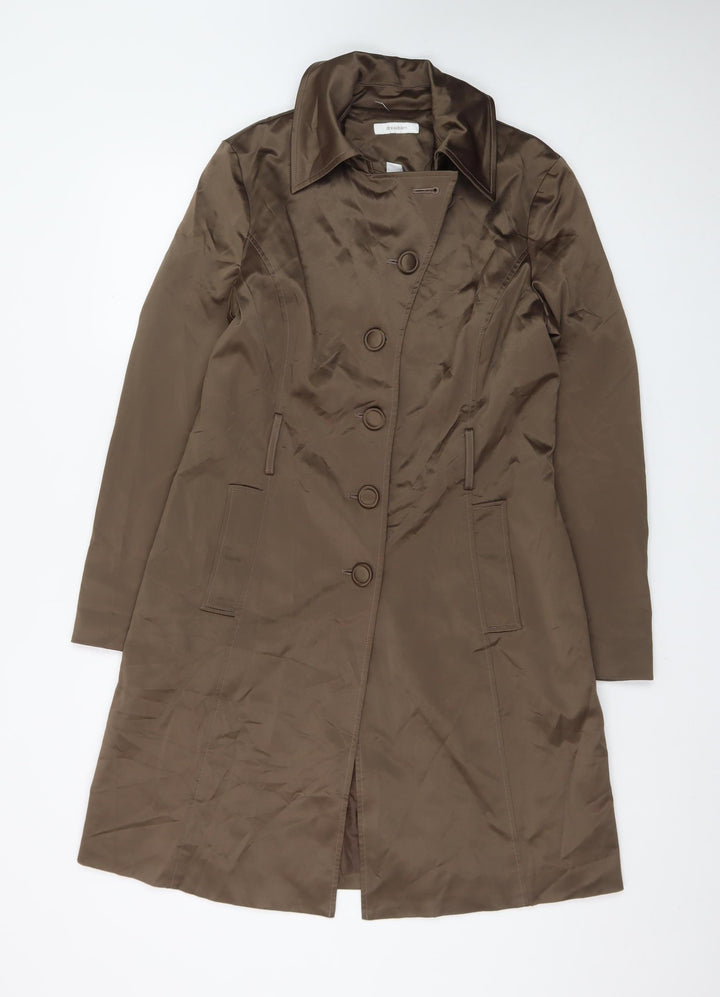 Dressbarn Women's Brown Long Trench Coat Size S Classic Lined Polyester