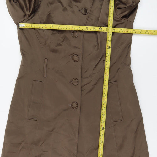 Dressbarn Women's Brown Long Trench Coat Size S Classic Lined Polyester